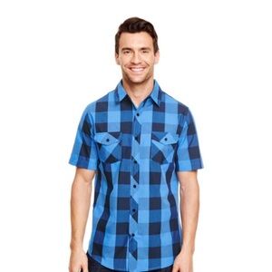 Burnside Blue And Black Checkered Button Down Shirt